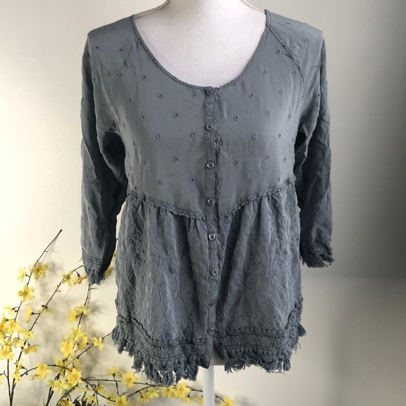 Johnny Was Tops - Johnny Was 4 Love And Liberty blue eyelet blouse